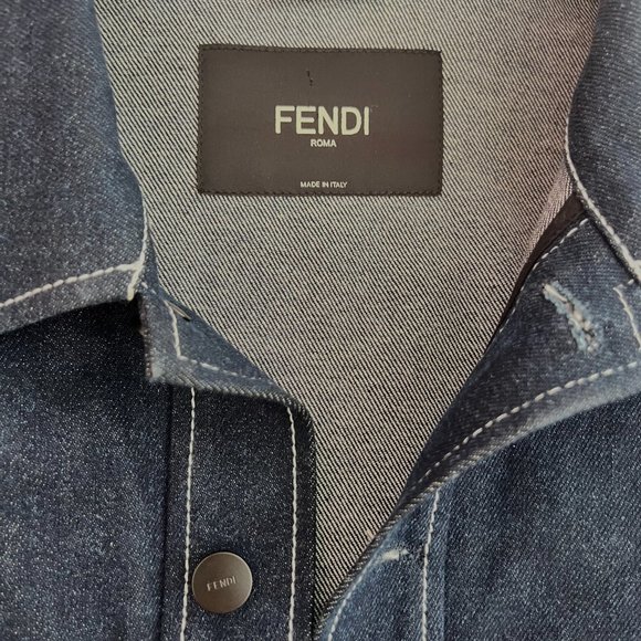 Fendi x Fila Men's Mania Denim Jacket in Dark Blue - Picture 5 of 6